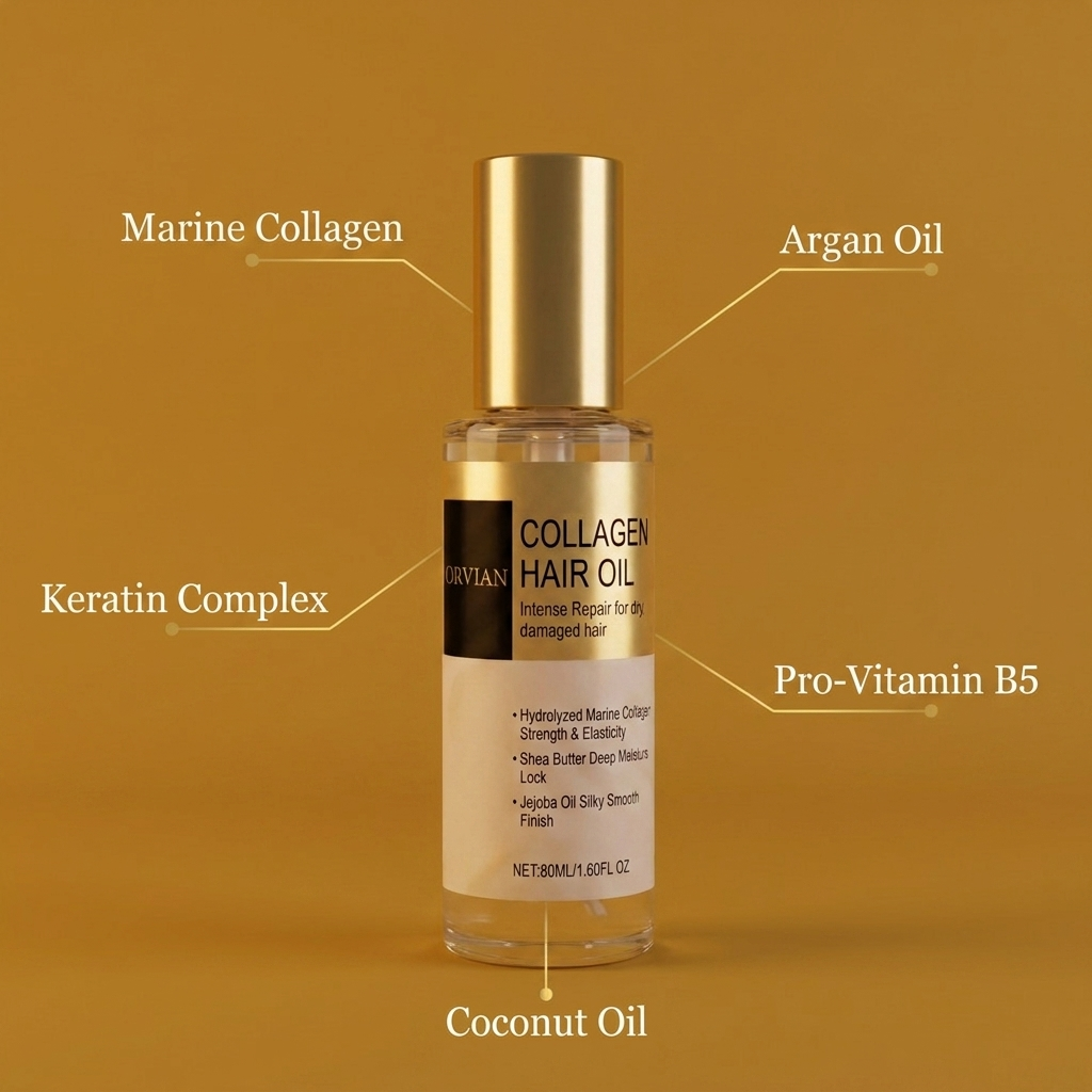 Collagen Hair Oil - Ingredients Infographic